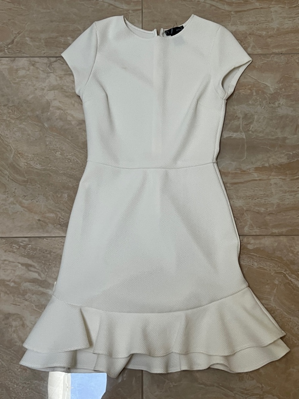 Aqua Ivory Textured Ruffle-Hem Midi Dress